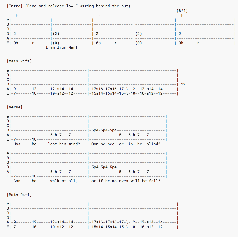 black sabbath — Guitar Song Lessons